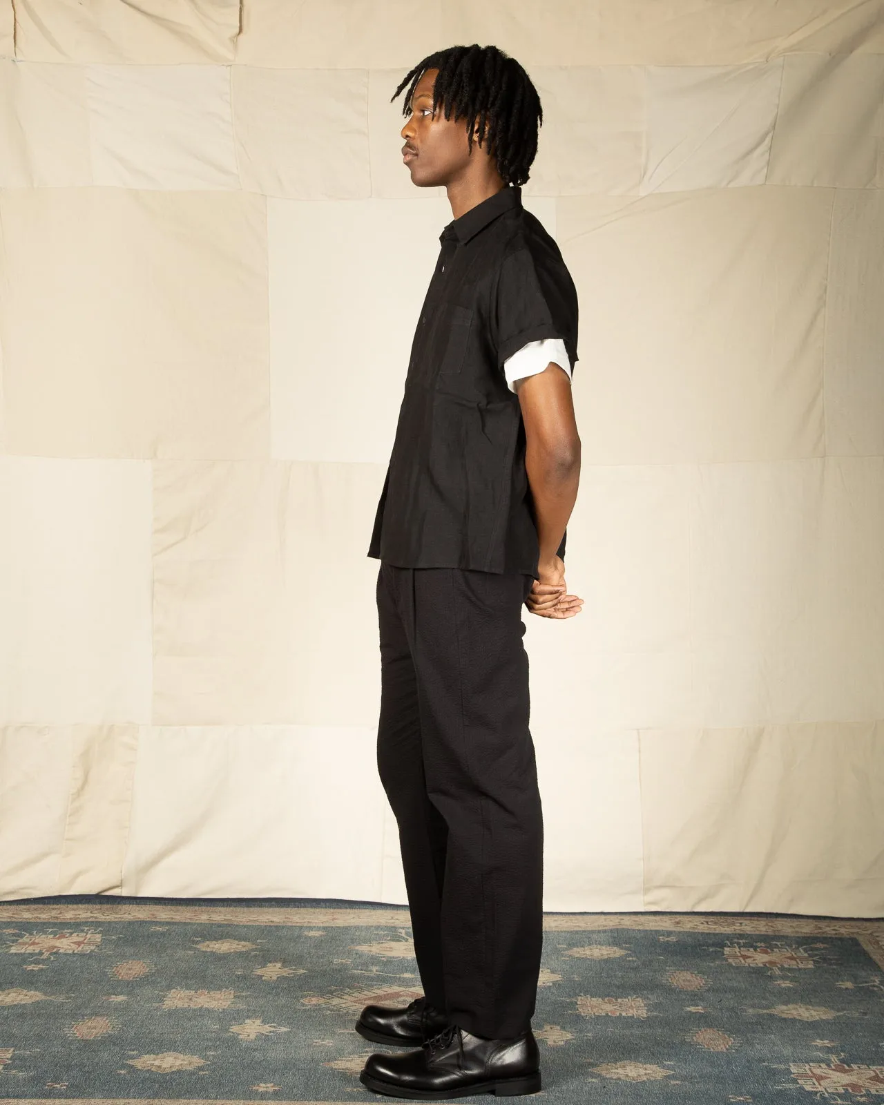 Short Sleeve Shirt - Lightweight Black Belgian Linen sold by Standard and Strange product image thumbnail 4