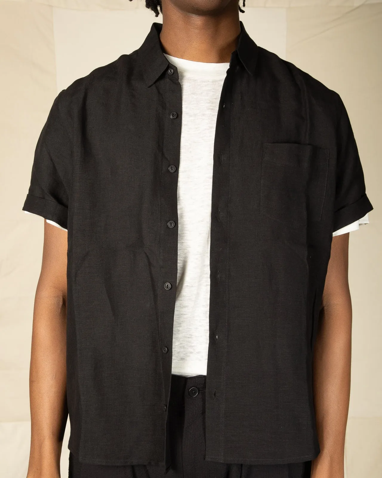 Short Sleeve Shirt - Lightweight Black Belgian Linen sold by Standard and Strange product image thumbnail 5