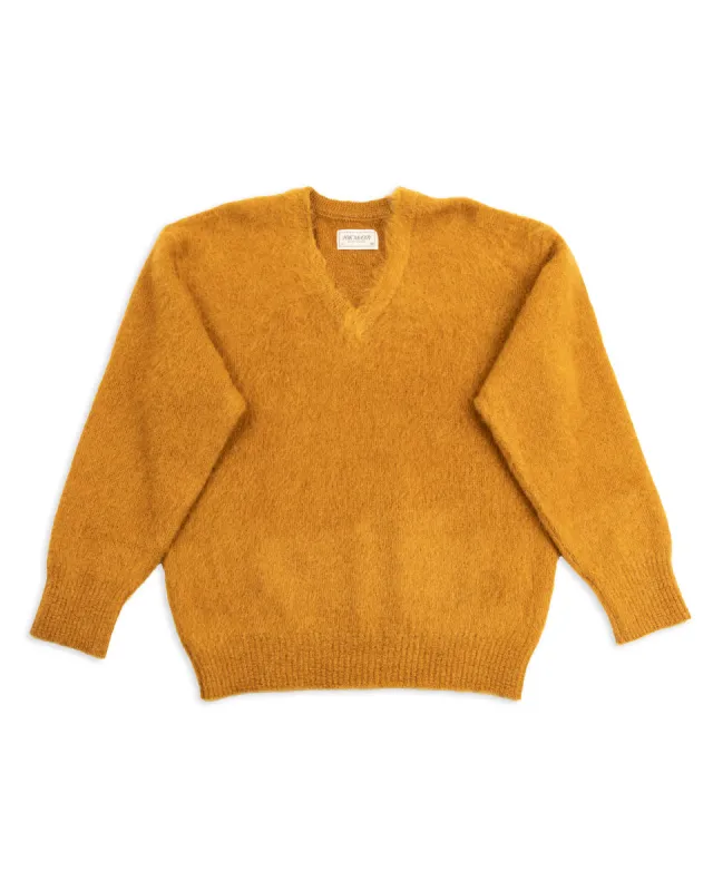 Joe McCoy Mohair V-Neck Sweater - Mustard sold by Standard and Strange