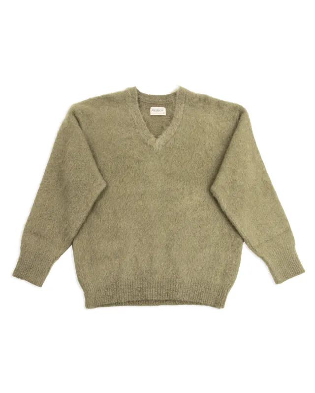 Joe McCoy Mohair V-Neck Sweater - Mint sold by Standard and Strange