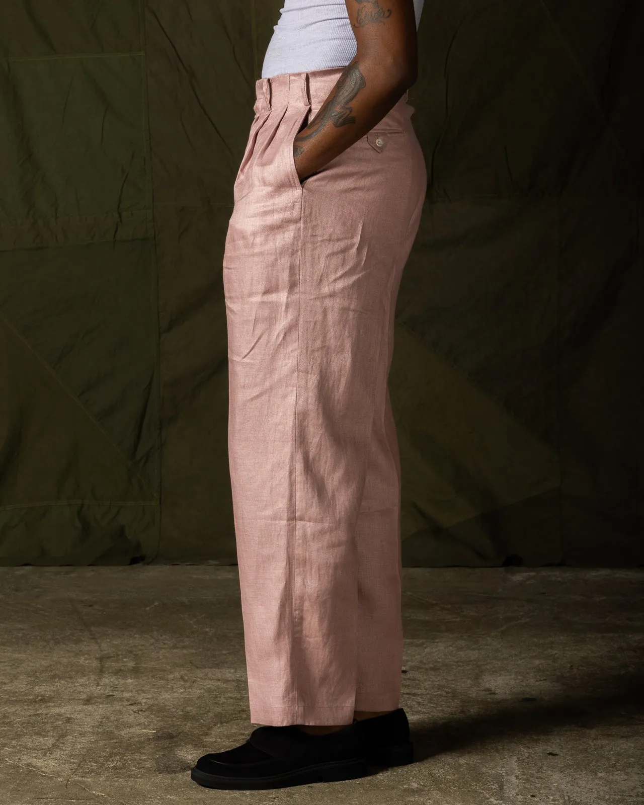 Double Pleats Linen Trousers - Pink sold by Standard and Strange product image thumbnail 4