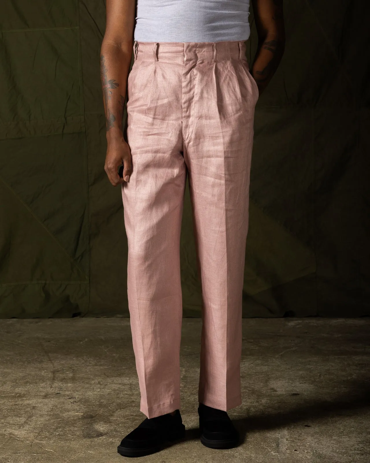 Double Pleats Linen Trousers - Pink sold by Standard and Strange product image thumbnail 3