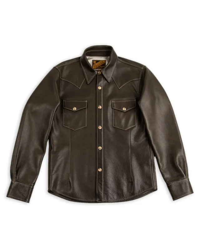 Steer Oil Western Shirt - Olive (SS-13) sold by Standard and Strange