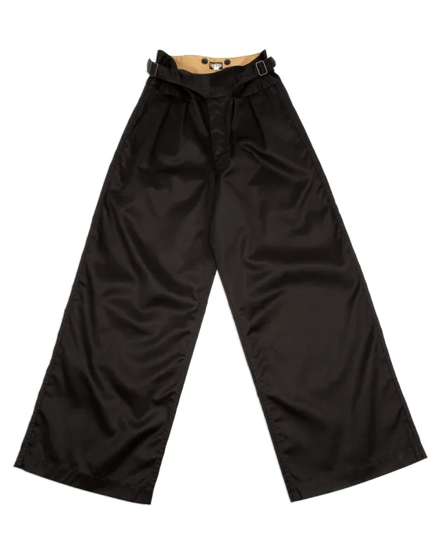 Black Chino Wide Gurkha Pants - Midnight Black sold by Standard and Strange