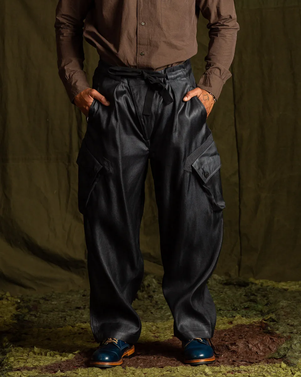 Adjustable Cargo Pants - High Twist Tussah Silk Twill/Midnight sold by Standard and Strange product image thumbnail 5