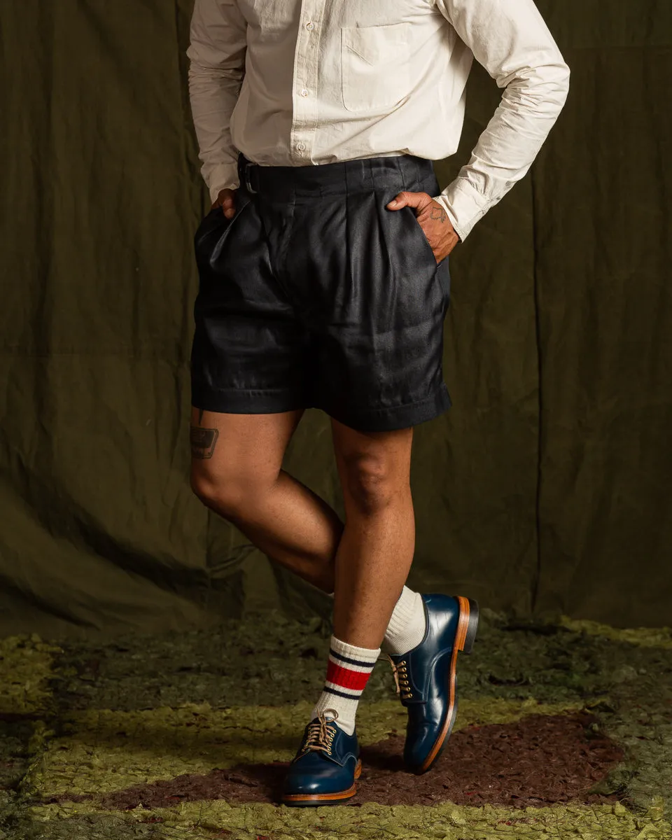 Oblique Shorts - High Twist Tussah Silk Twill/Midnight sold by Standard and Strange product image thumbnail 5