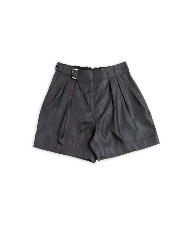 Oblique Shorts - High Twist Tussah Silk Twill/Midnight sold by Standard and Strange