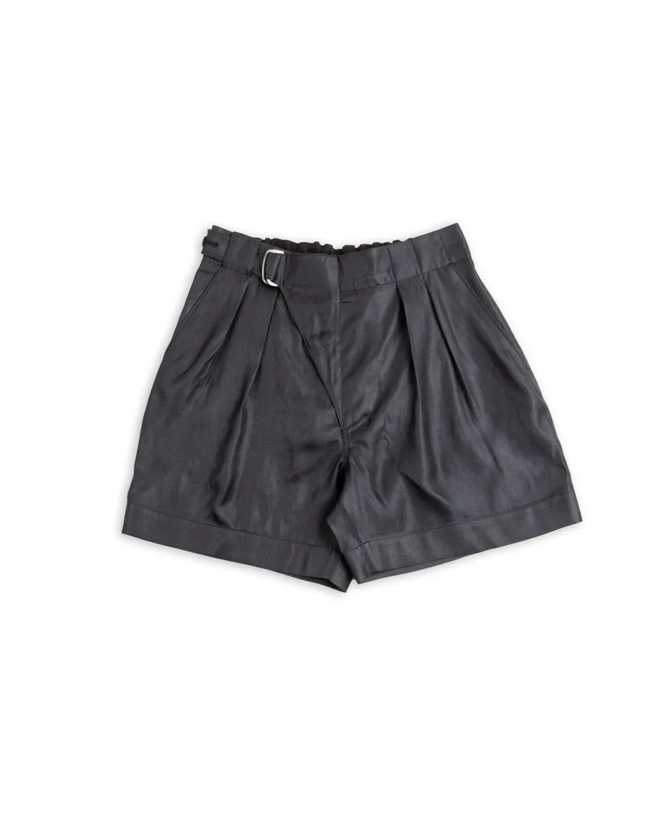 Oblique Shorts - High Twist Tussah Silk Twill/Midnight sold by Standard and Strange