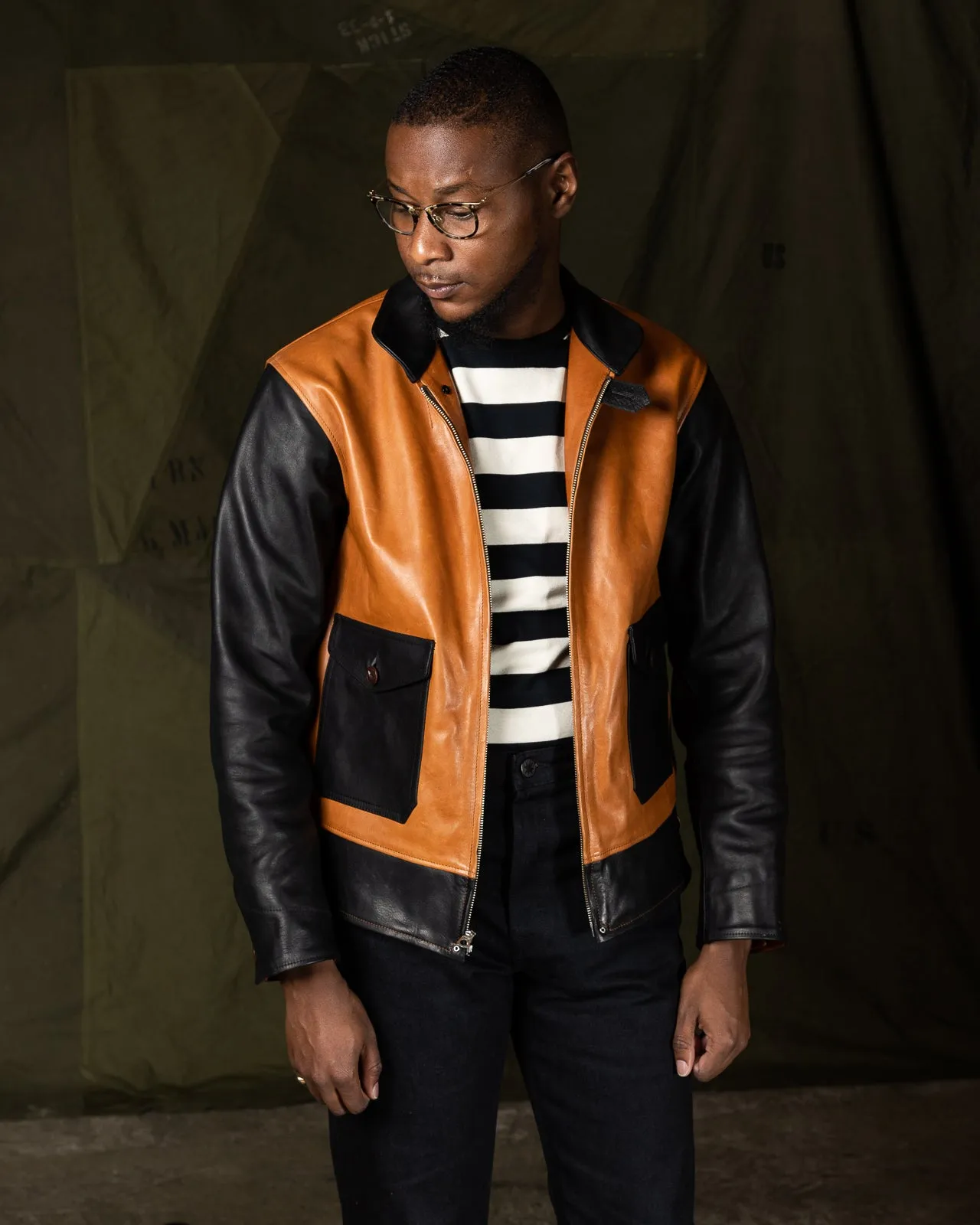 Horsehide A-1 Zip Jacket - Black / Brown sold by Standard and Strange product image thumbnail 4