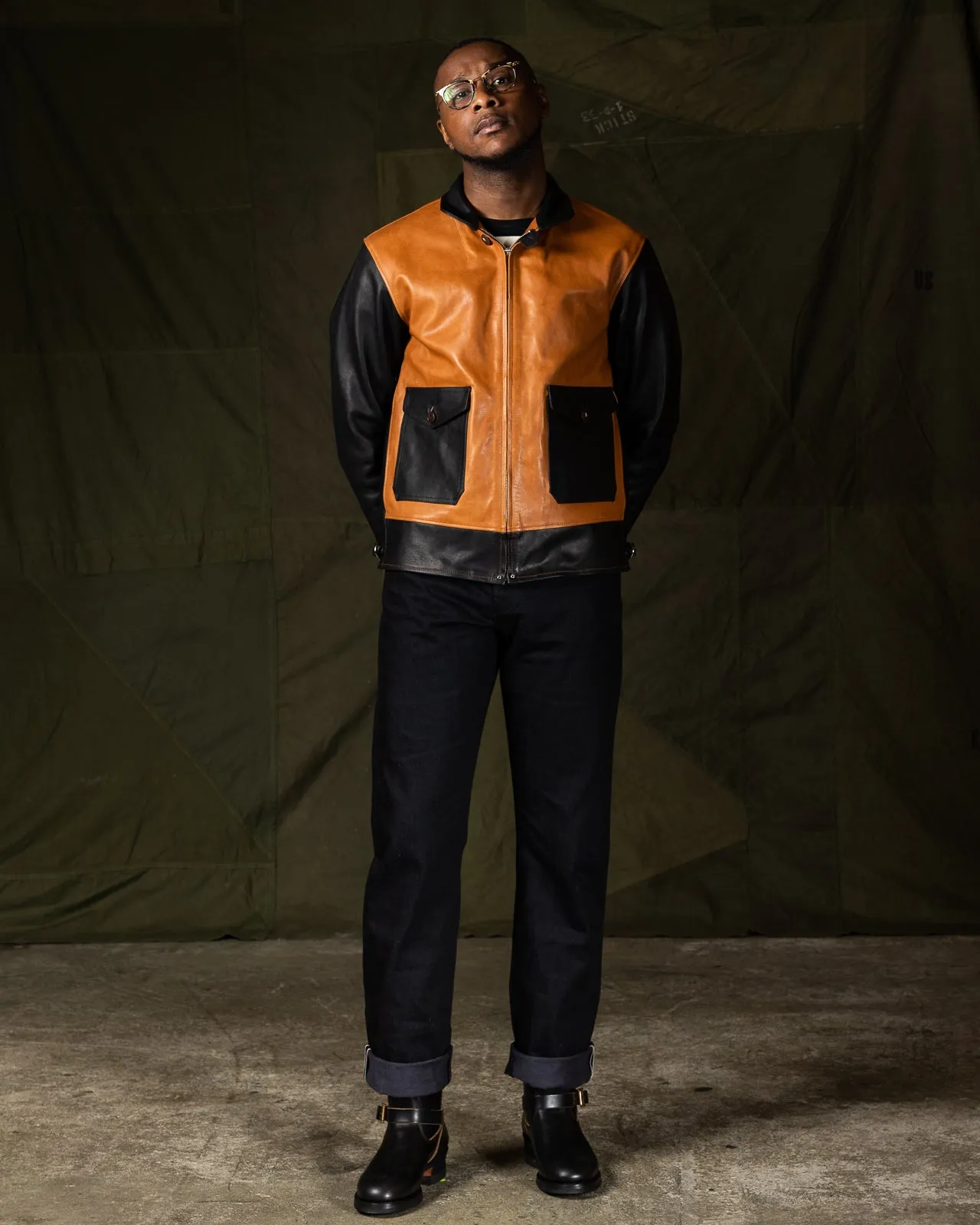 Horsehide A-1 Zip Jacket - Black / Brown sold by Standard and Strange product image thumbnail 5