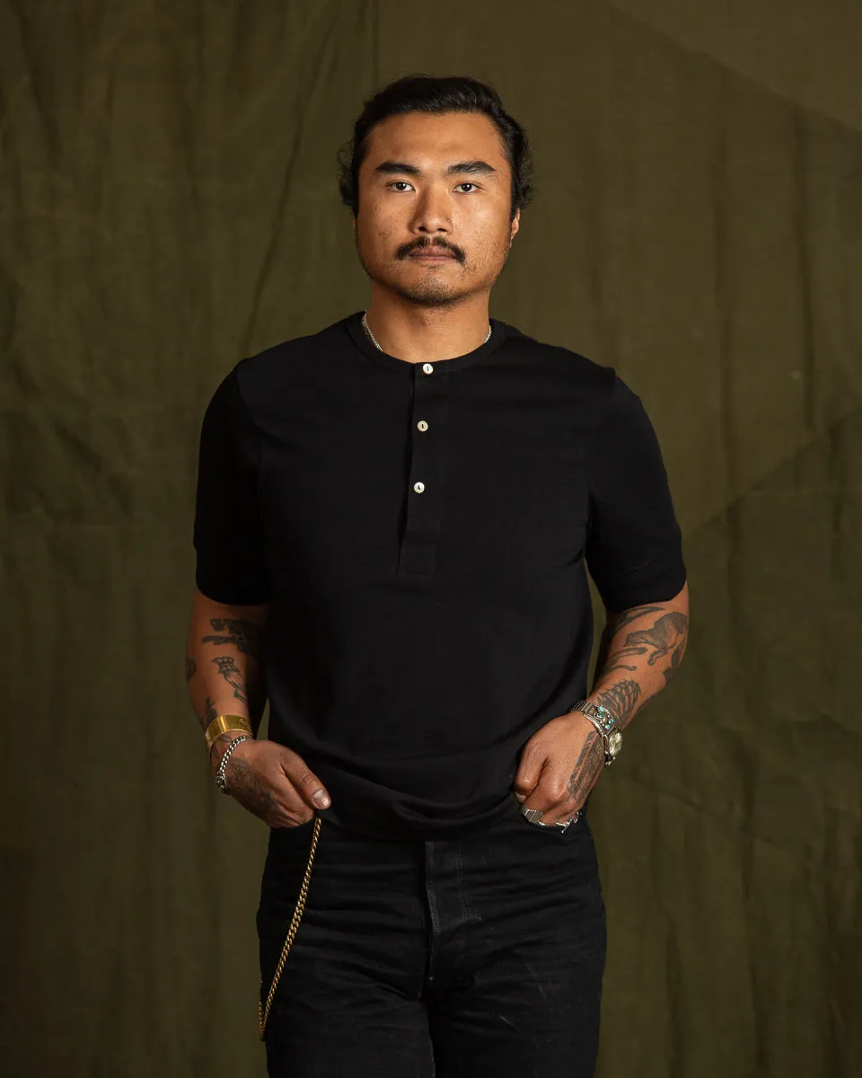 207 Loopwheeled SS Henley - Black sold by Standard and Strange product image thumbnail 5