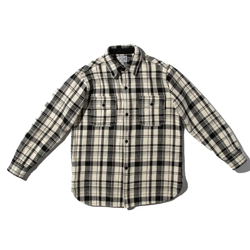 8HU Heavy Weight Flannel Shirt - White sold by Standard and Strange