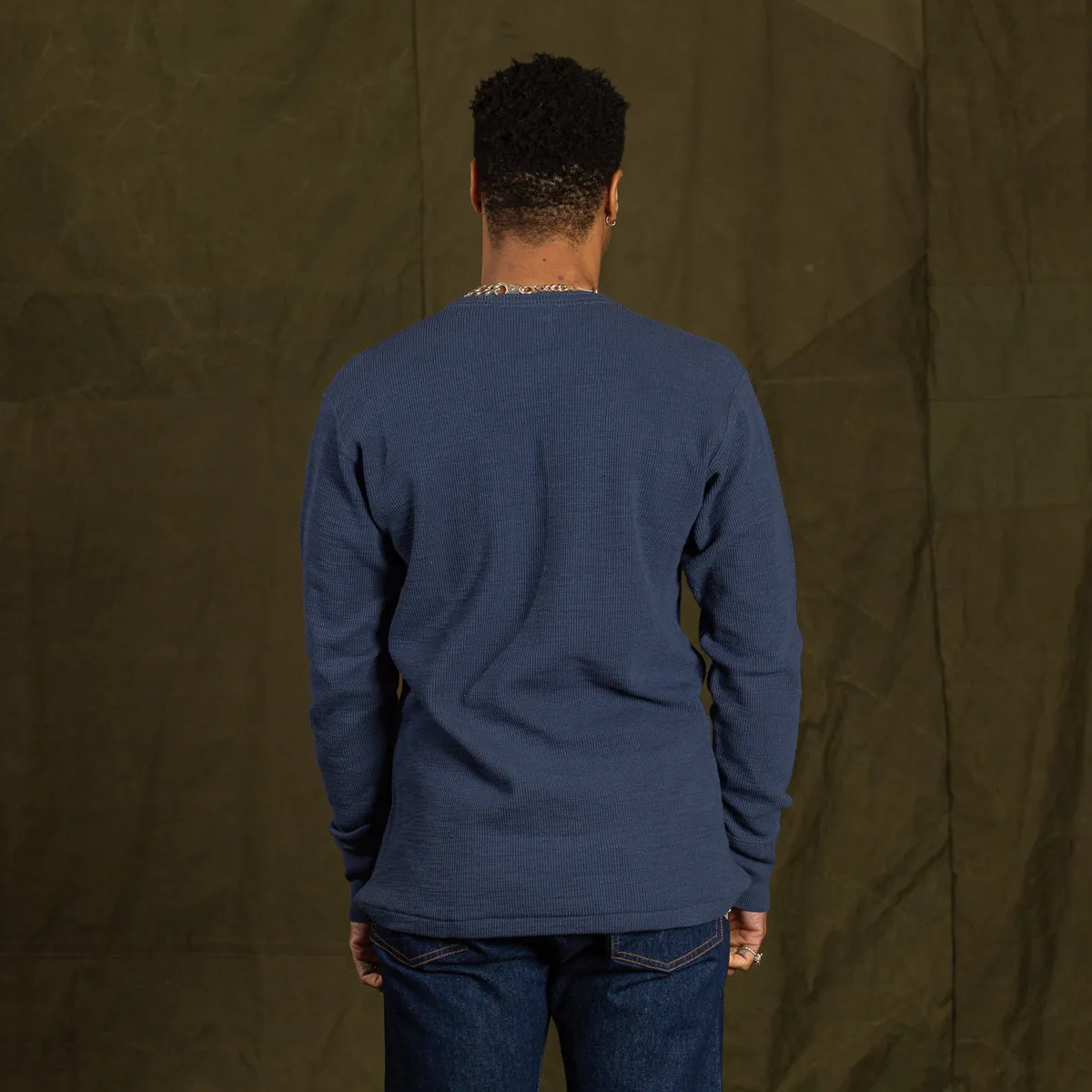 Western Cardigan Stitch Henley Shirt - Cobalt sold by Standard and Strange product image thumbnail 5
