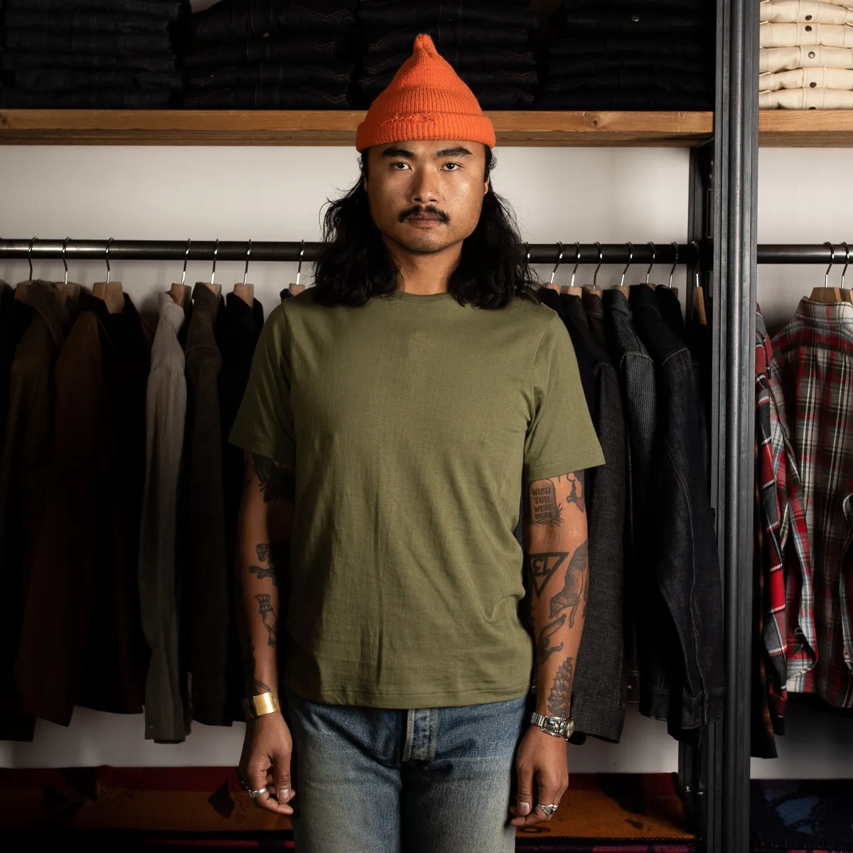 1950s Lightweight Loopwheeled Tee - Army sold by Standard and Strange product image thumbnail 4