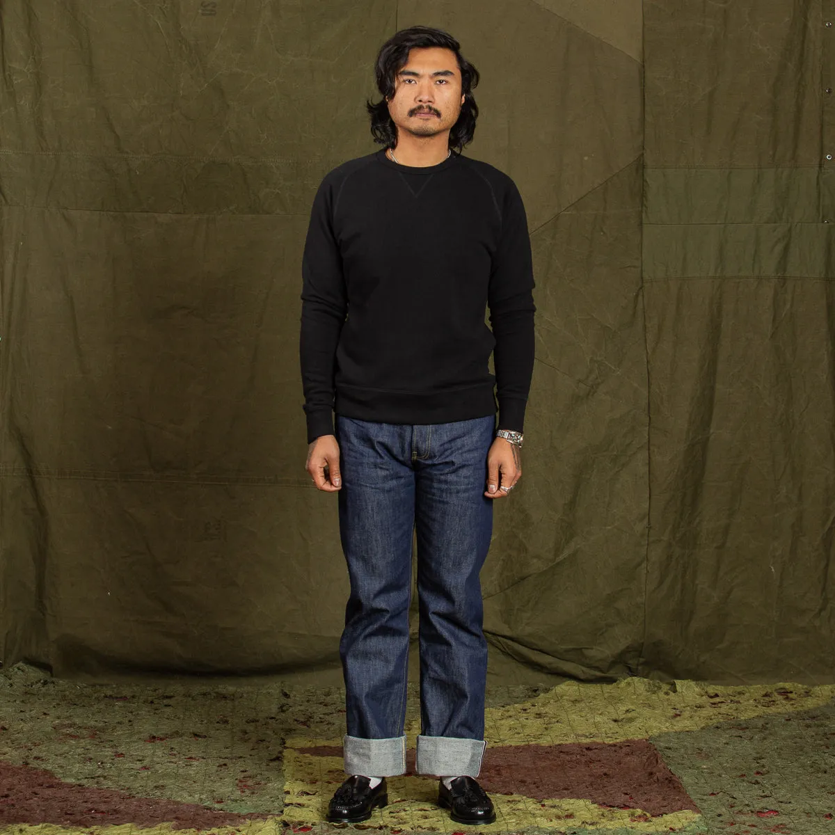 Wakayama Special Loopwheel Raglan Crewneck Sweatshirt - Black sold by Standard and Strange product image thumbnail 4