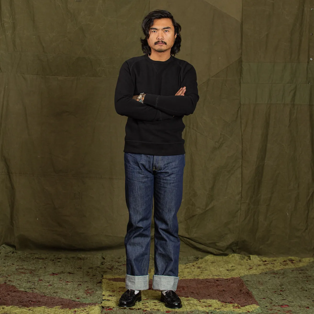 Wakayama Special Loopwheel Raglan Crewneck Sweatshirt - Black sold by Standard and Strange product image thumbnail 5