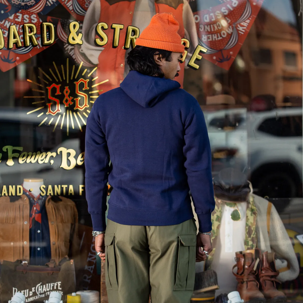 Boxing Glove Pocket Hooded Sweatshirt - Navy sold by Standard and Strange product image thumbnail 5