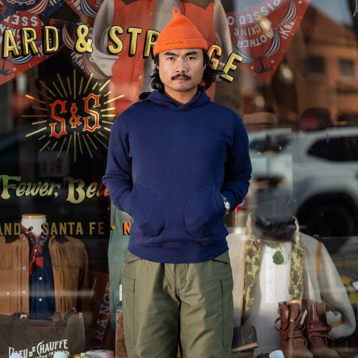 Boxing Glove Pocket Hooded Sweatshirt - Navy sold by Standard and Strange product image thumbnail 4