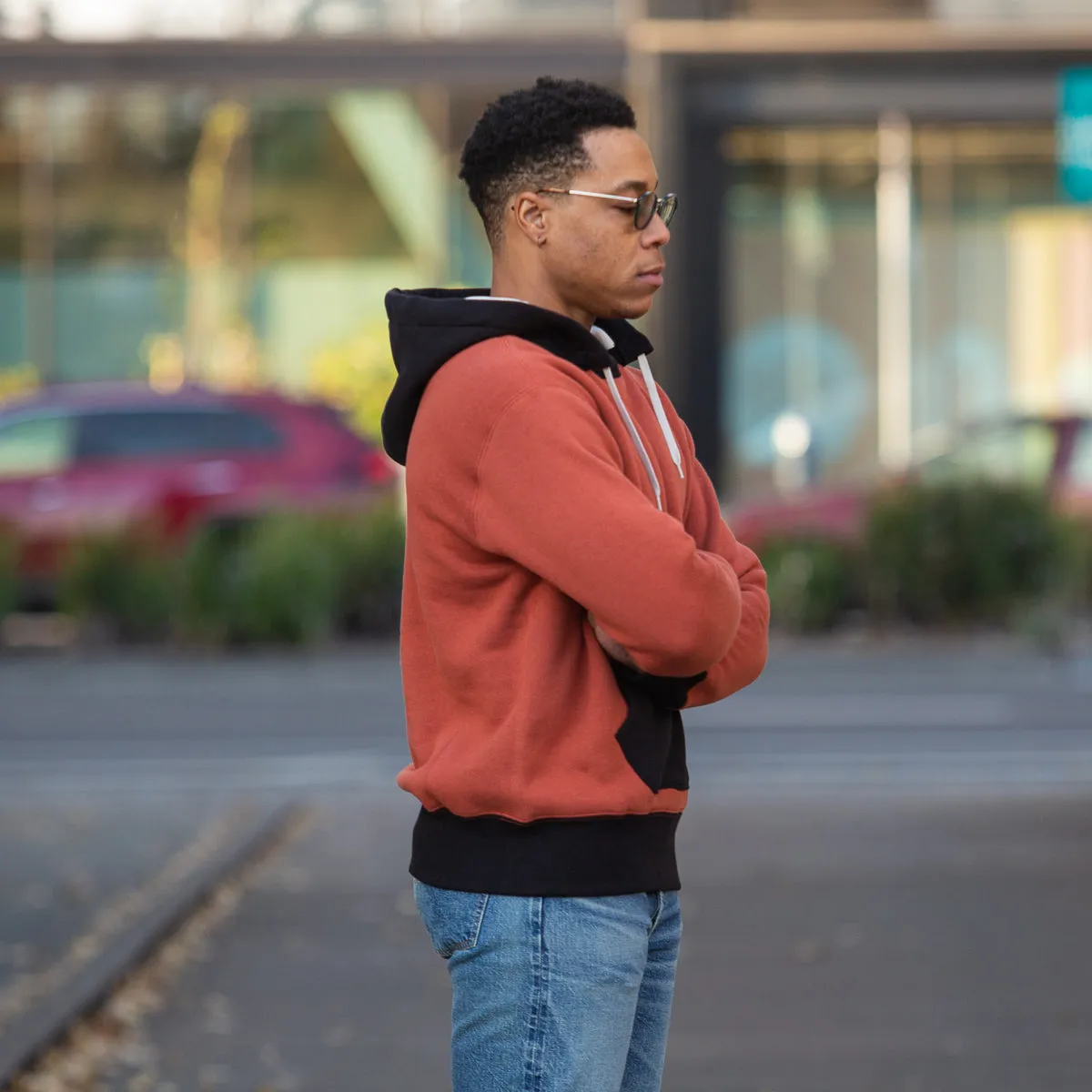 Double Face After-Hooded Sweatshirt - Burgundy/Black sold by Standard and Strange product image thumbnail 4