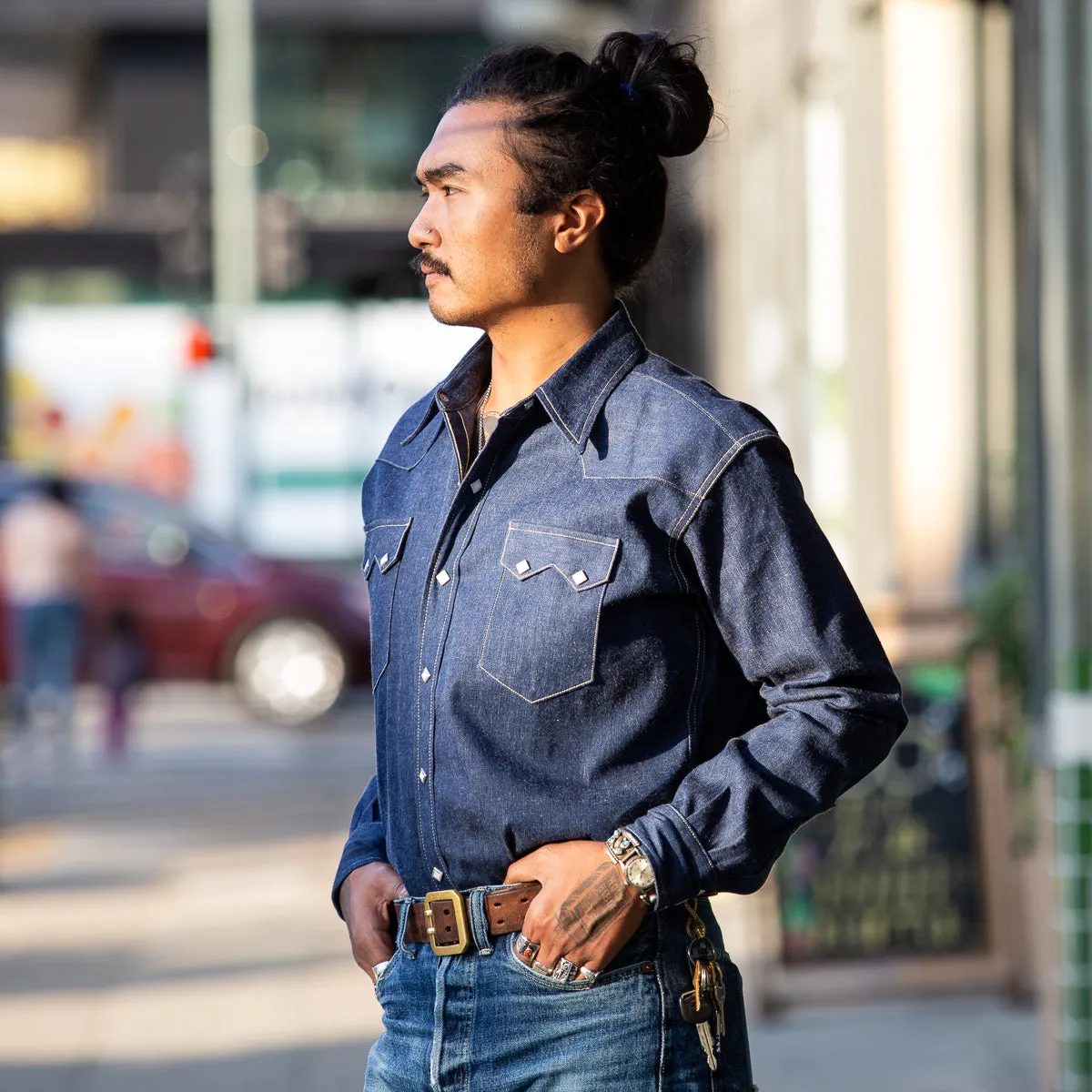Denim Western Shirt / Sawtooth - Indigo sold by Standard and Strange product image thumbnail 2