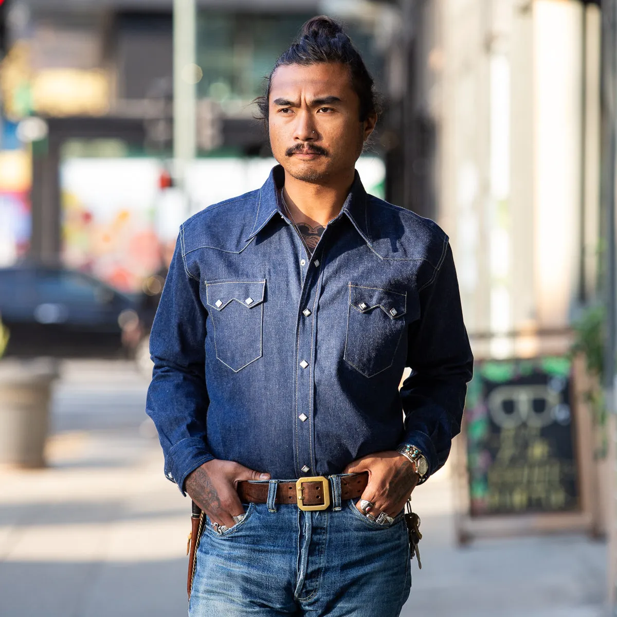 Denim Western Shirt / Sawtooth - Indigo sold by Standard and Strange product image thumbnail 3