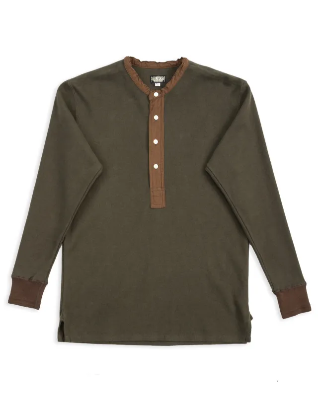 Heavyweight 1920s Amish Henley - Green sold by Standard and Strange