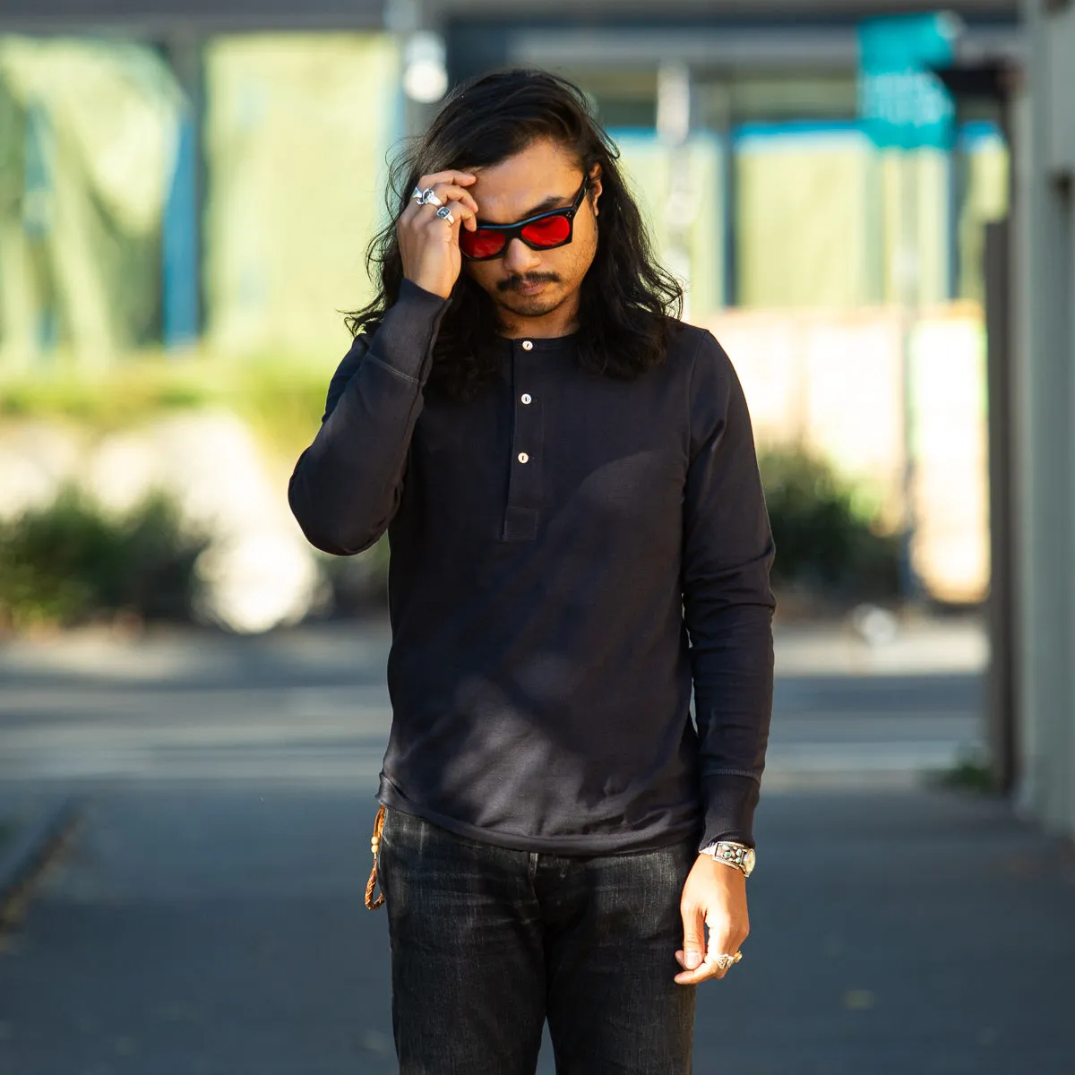 206 Loopwheeled LS Henley - Charcoal sold by Standard and Strange product image thumbnail 3