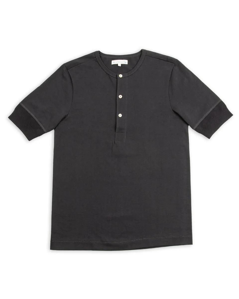 207 Loopwheeled SS Henley - Charcoal sold by Standard and Strange