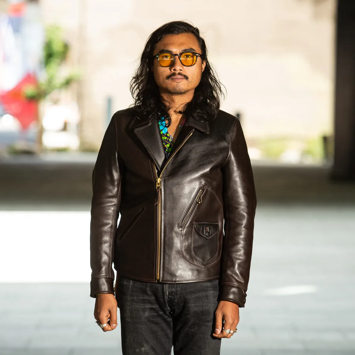 Black Hand Dyed Horsehide Double Rider Jacket (HR-56) sold by Standard and Strange product image thumbnail 5
