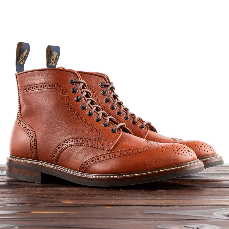 Glover Brogue Boots - Camel Vacchetta sold by Standard and Strange