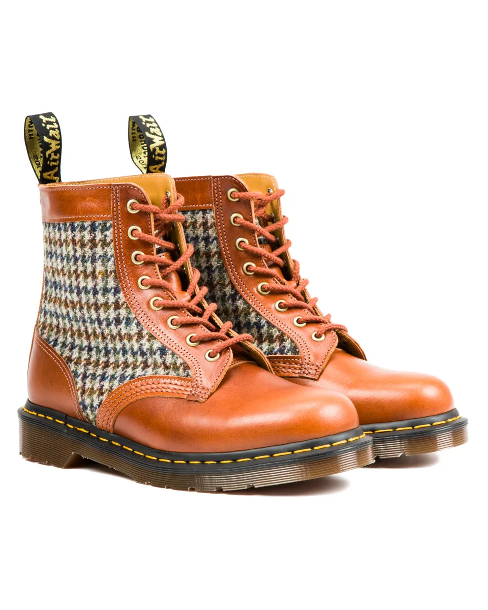 1460 Made in England Lace Up Boots - Amber Tan + Harris Tweed sold by Standard and Strange