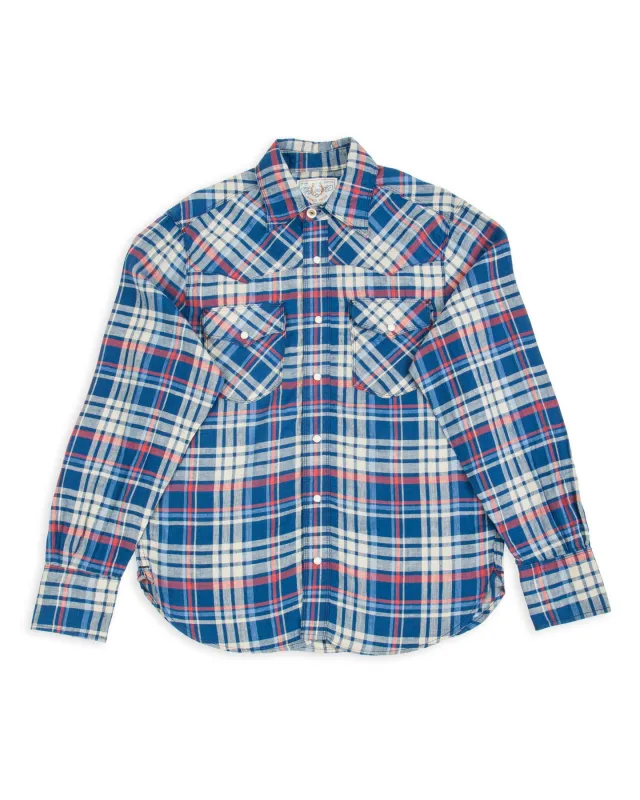 Western Scout Shirt - Kingfisher Blue Plaid sold by Standard and Strange