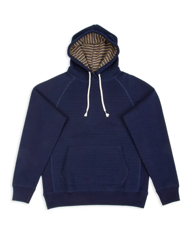 Pullover Hoodie - Real Indigo Blanket Striped French Terry sold by Standard and Strange