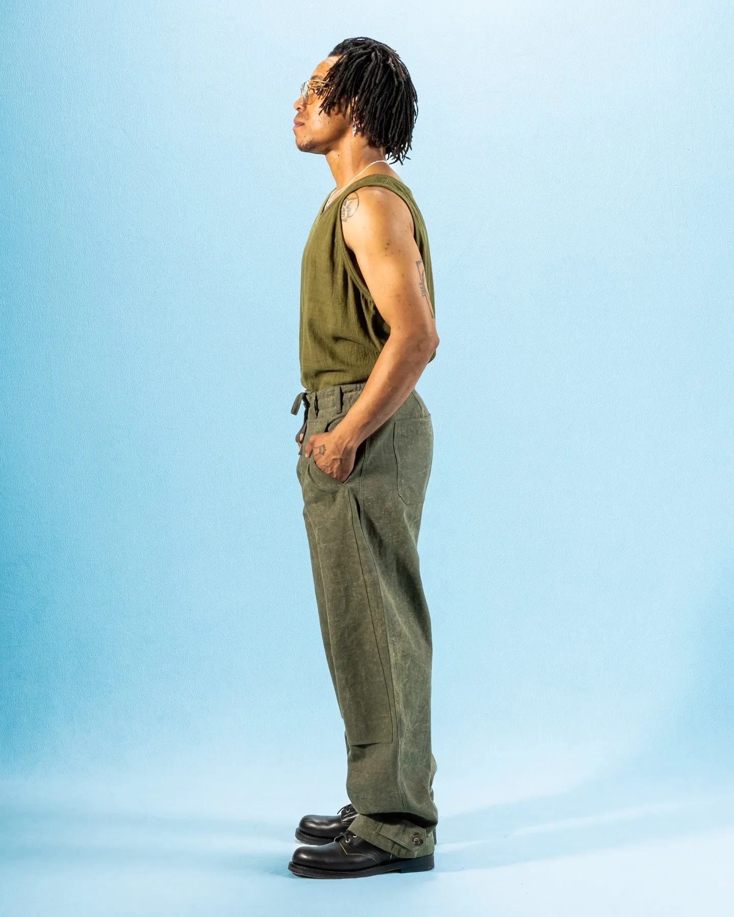 Ripley Tank - Handwoven Forest Green Kala Cotton sold by Standard and Strange product image thumbnail 4