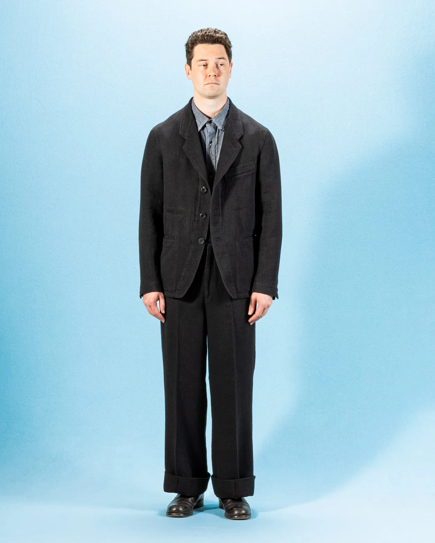 Continental Sack Jacket - Black Linen Wool Pique sold by Standard and Strange product image thumbnail 5