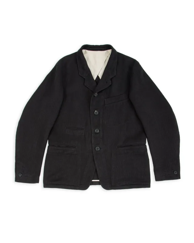 Continental Sack Jacket - Black Linen Wool Pique sold by Standard and Strange