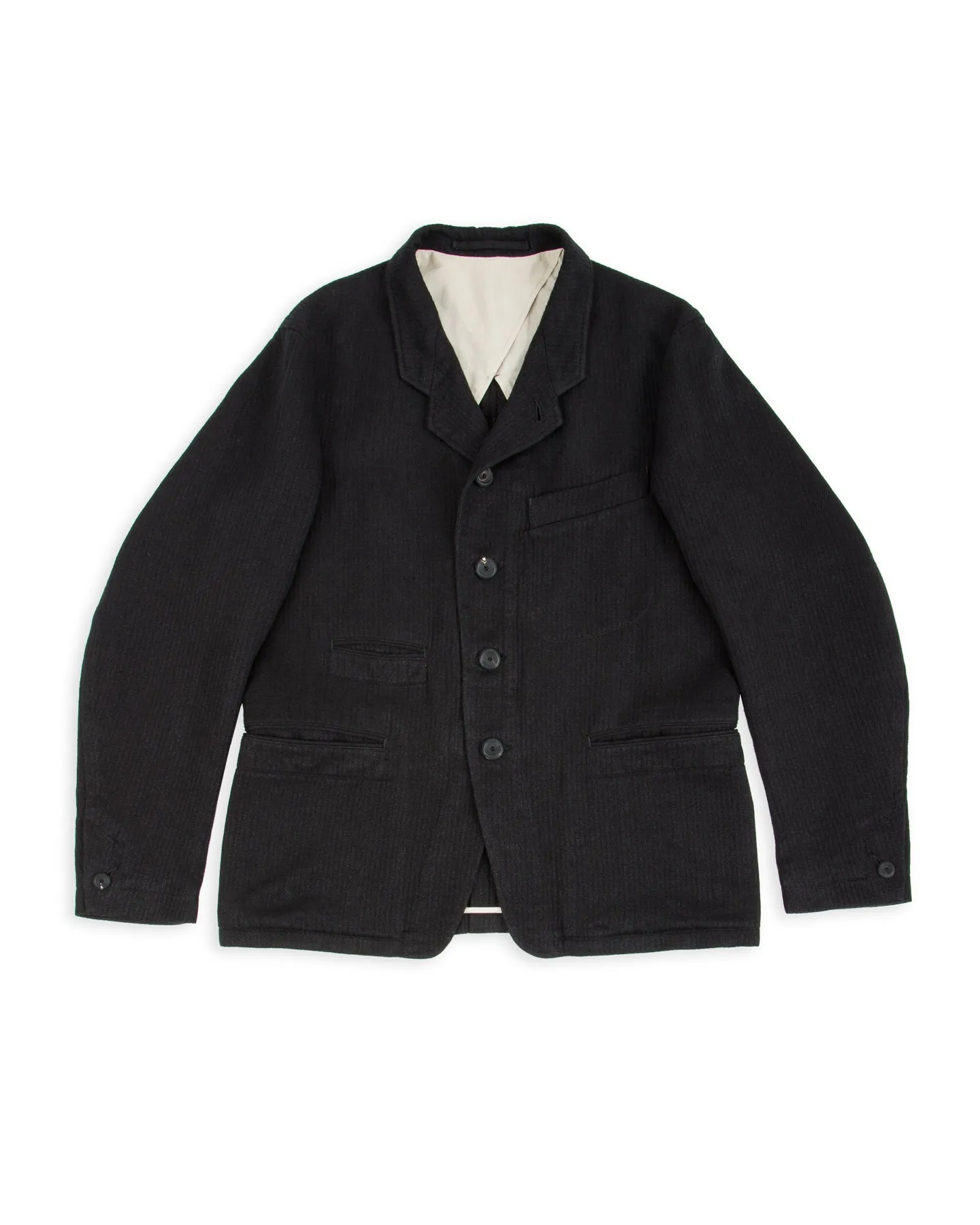 Continental Sack Jacket - Black Linen Wool Pique sold by Standard and Strange