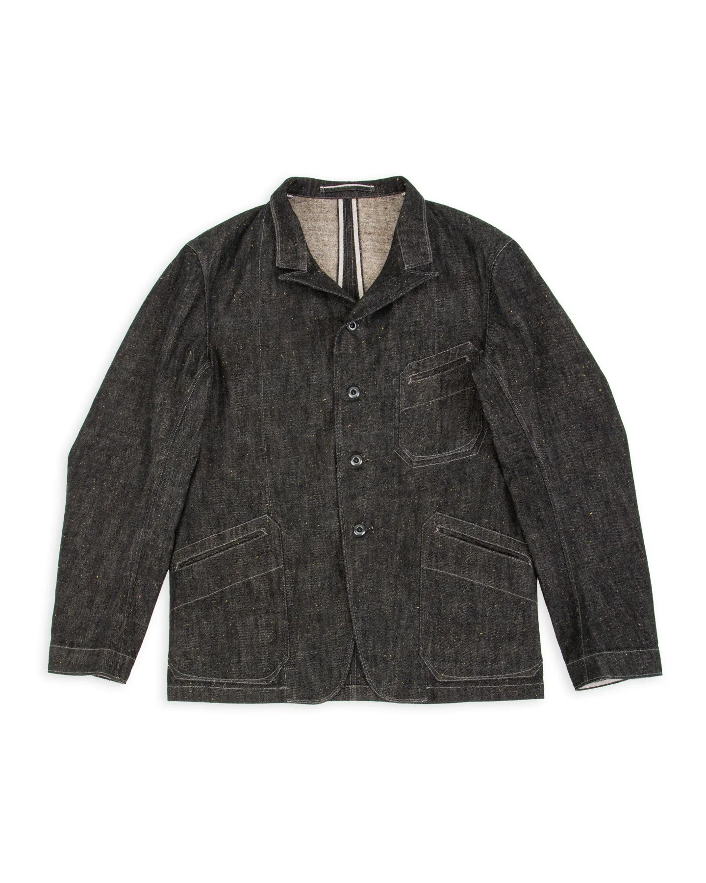 Peak Lapel Lounge Jacket - Char Brown Donegal Denim sold by Standard and Strange