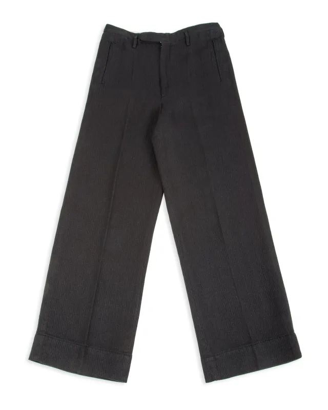 Loft Trousers - Black Linen Wool Pique sold by Standard and Strange