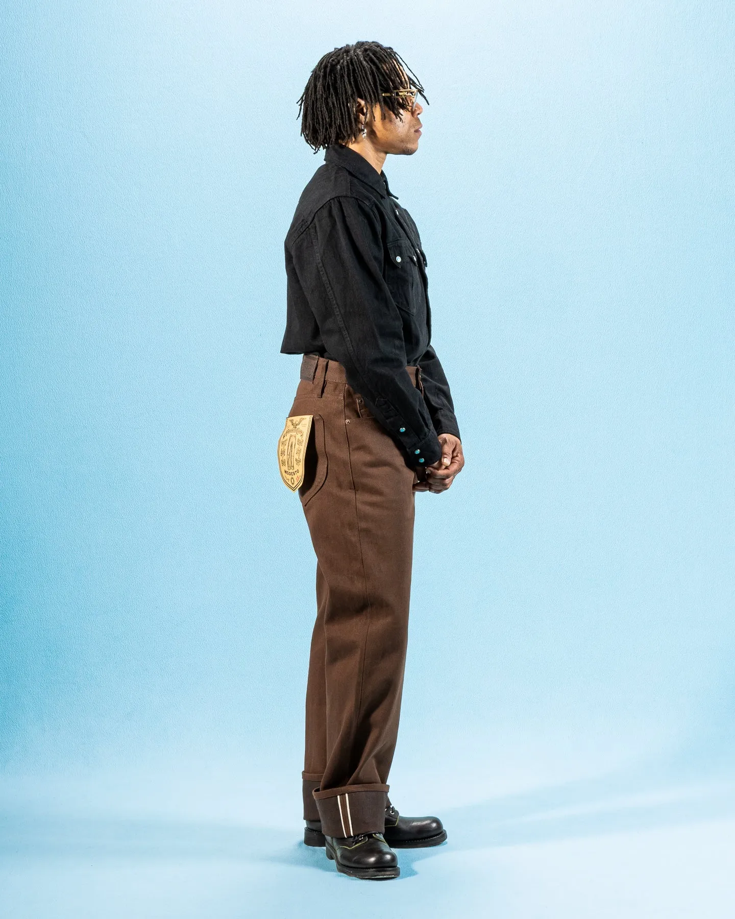 Modesto Straight Fit - 15oz Dark Brown Denim sold by Standard and Strange product image thumbnail 4