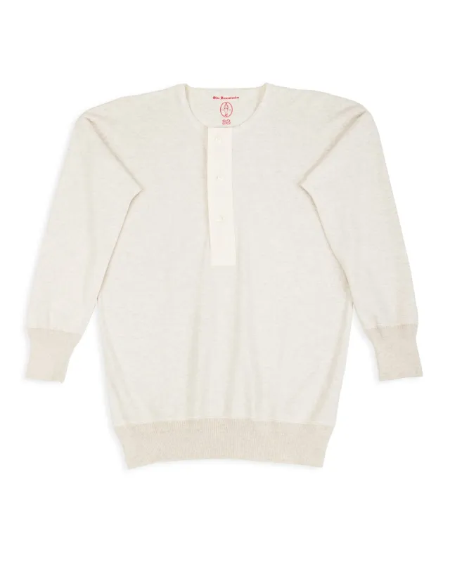 Interlock Henley Neck L/S - Ecru Heather sold by Standard and Strange