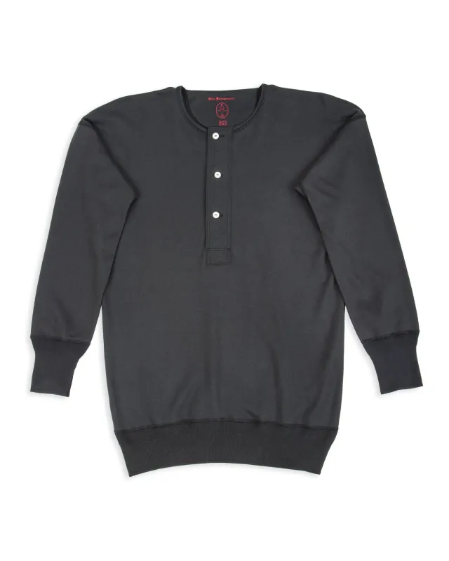 Interlock Henley Neck L/S - Black sold by Standard and Strange