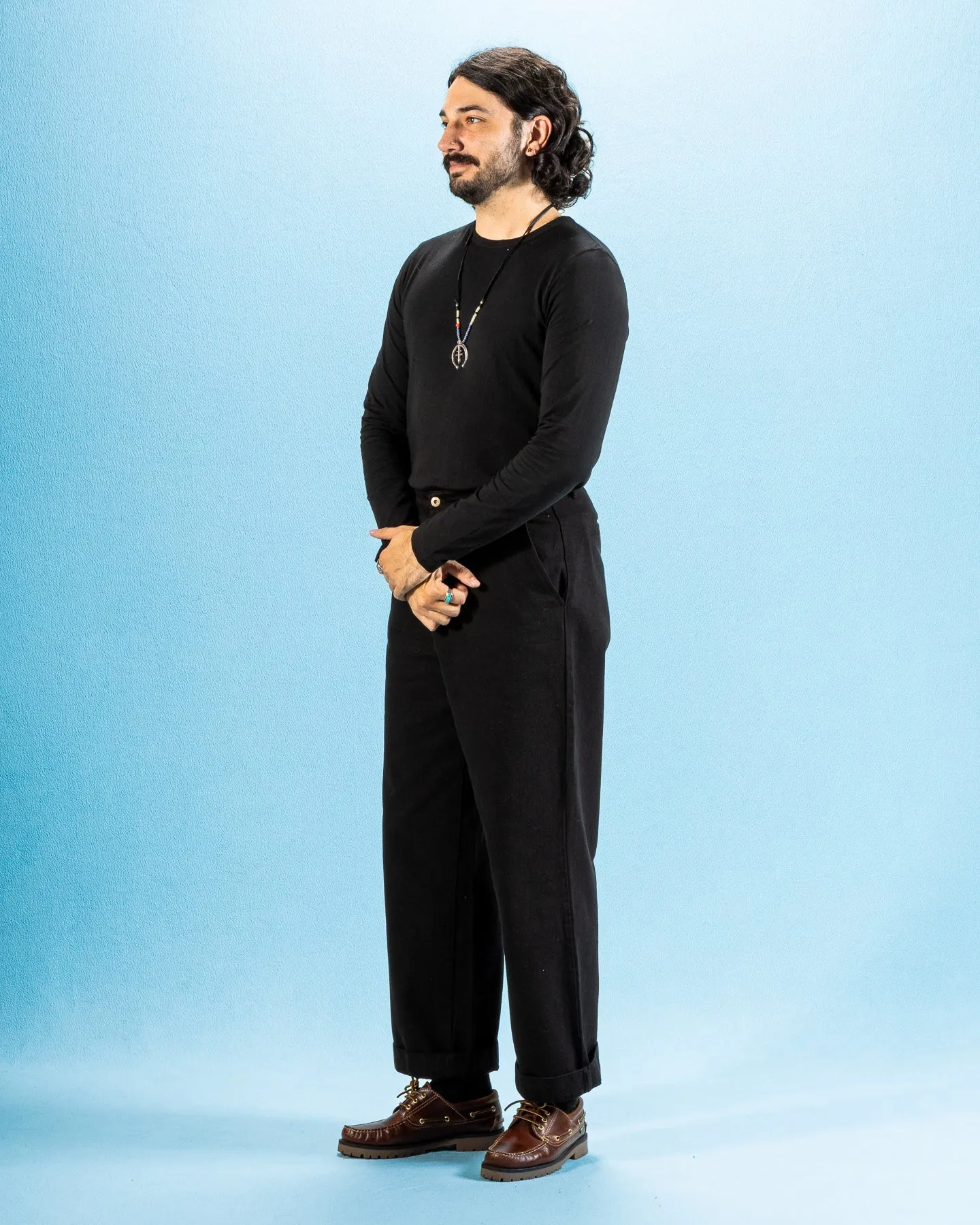 1950s Lightweight Loopwheeled L/S Tee - Deep Black sold by Standard and Strange product image thumbnail 3