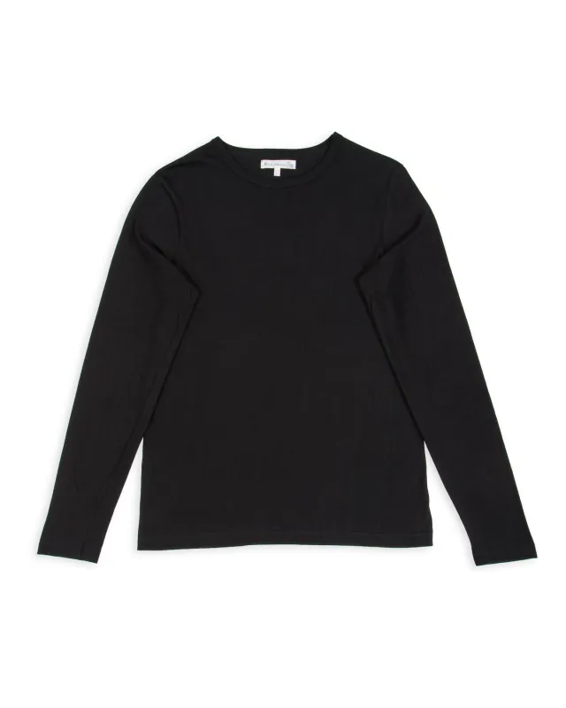 1950s Lightweight Loopwheeled L/S Tee - Deep Black sold by Standard and Strange