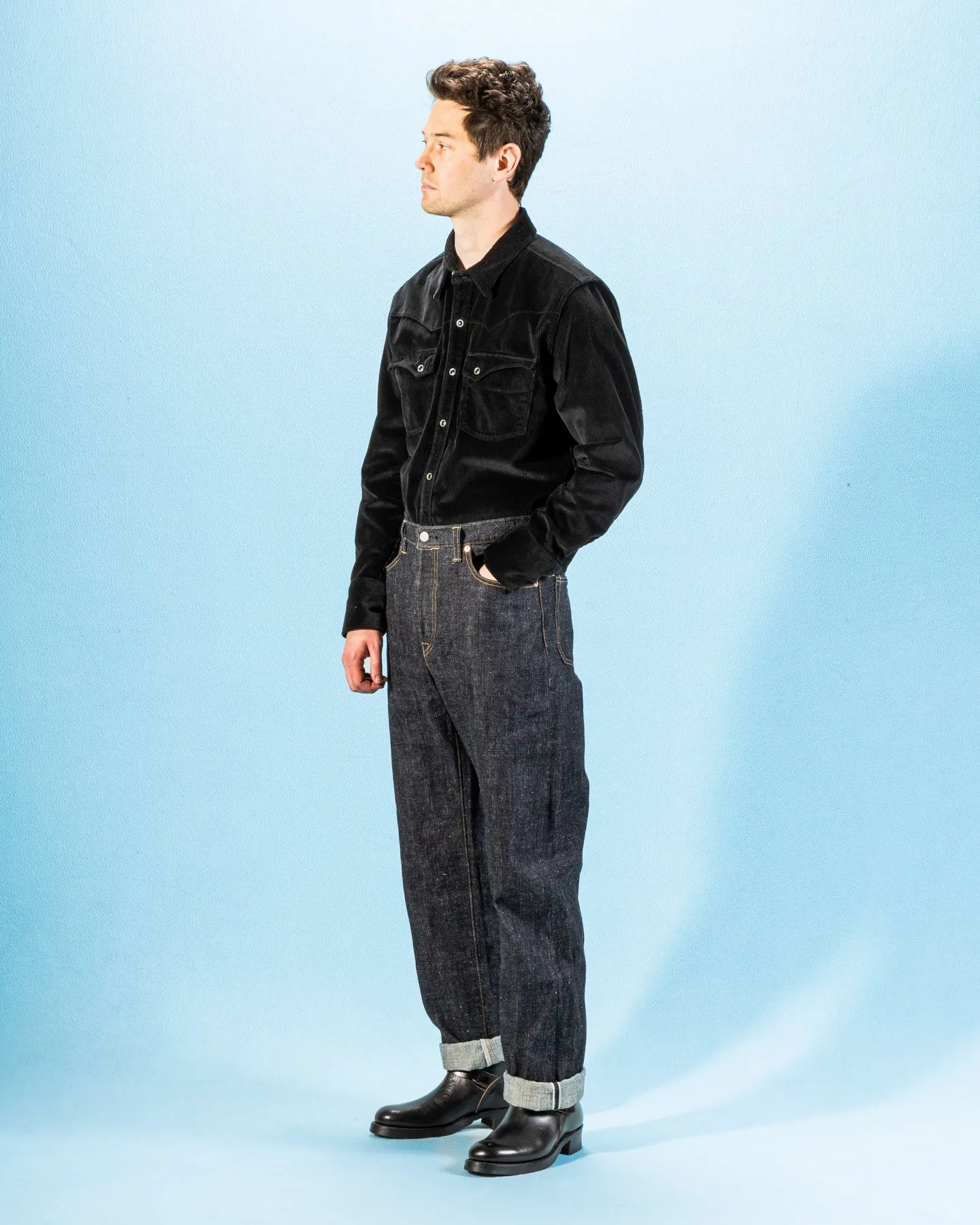 Calico Western Shirt - Black Corduroy sold by Standard and Strange product image thumbnail 3