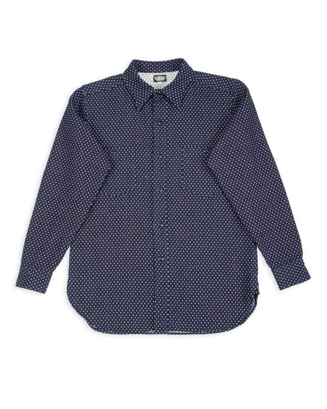 Jacquard Cross Open Pocket Work Shirt - Dark Indigo sold by Standard and Strange