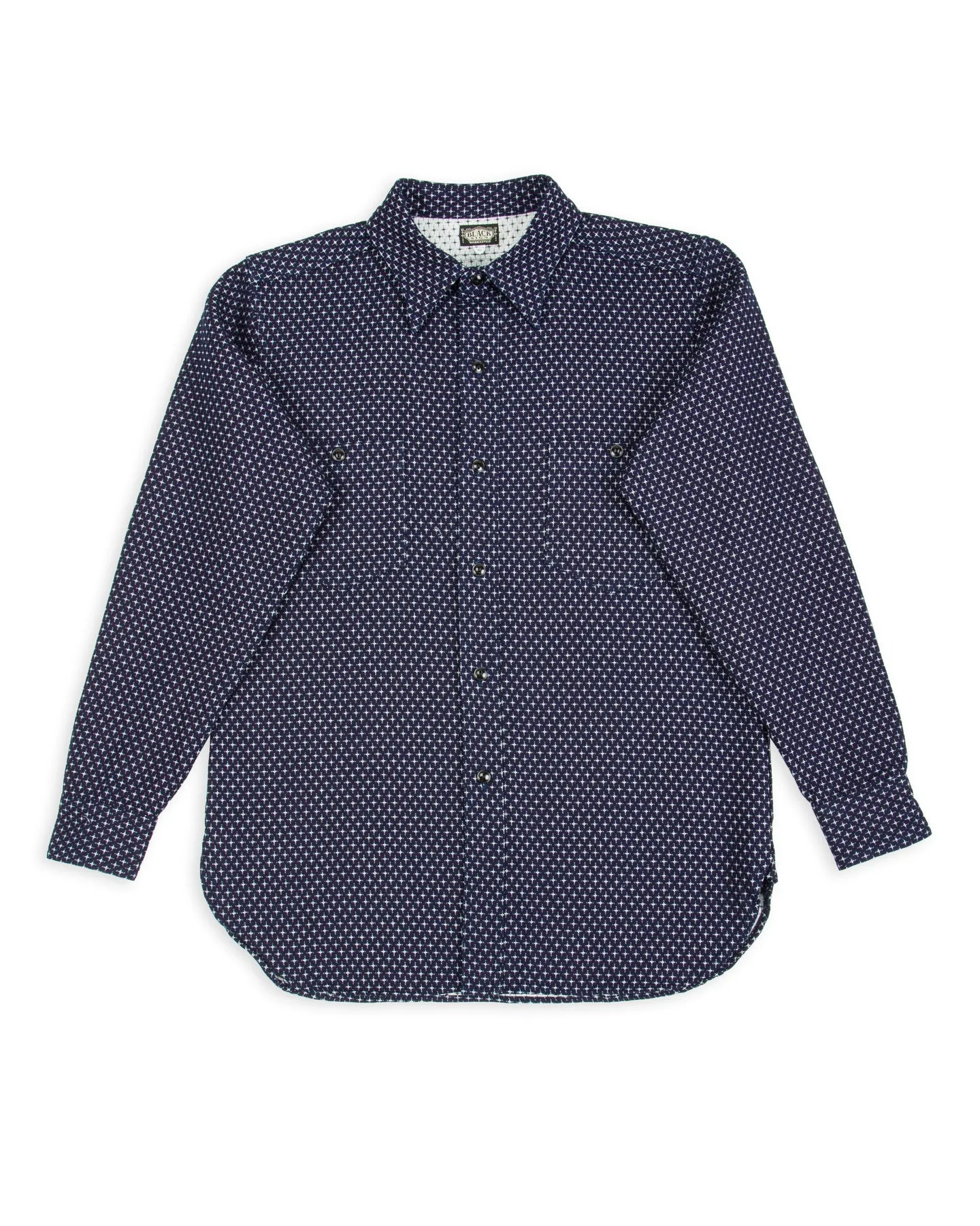 Jacquard Cross Open Pocket Work Shirt - Dark Indigo sold by Standard and Strange