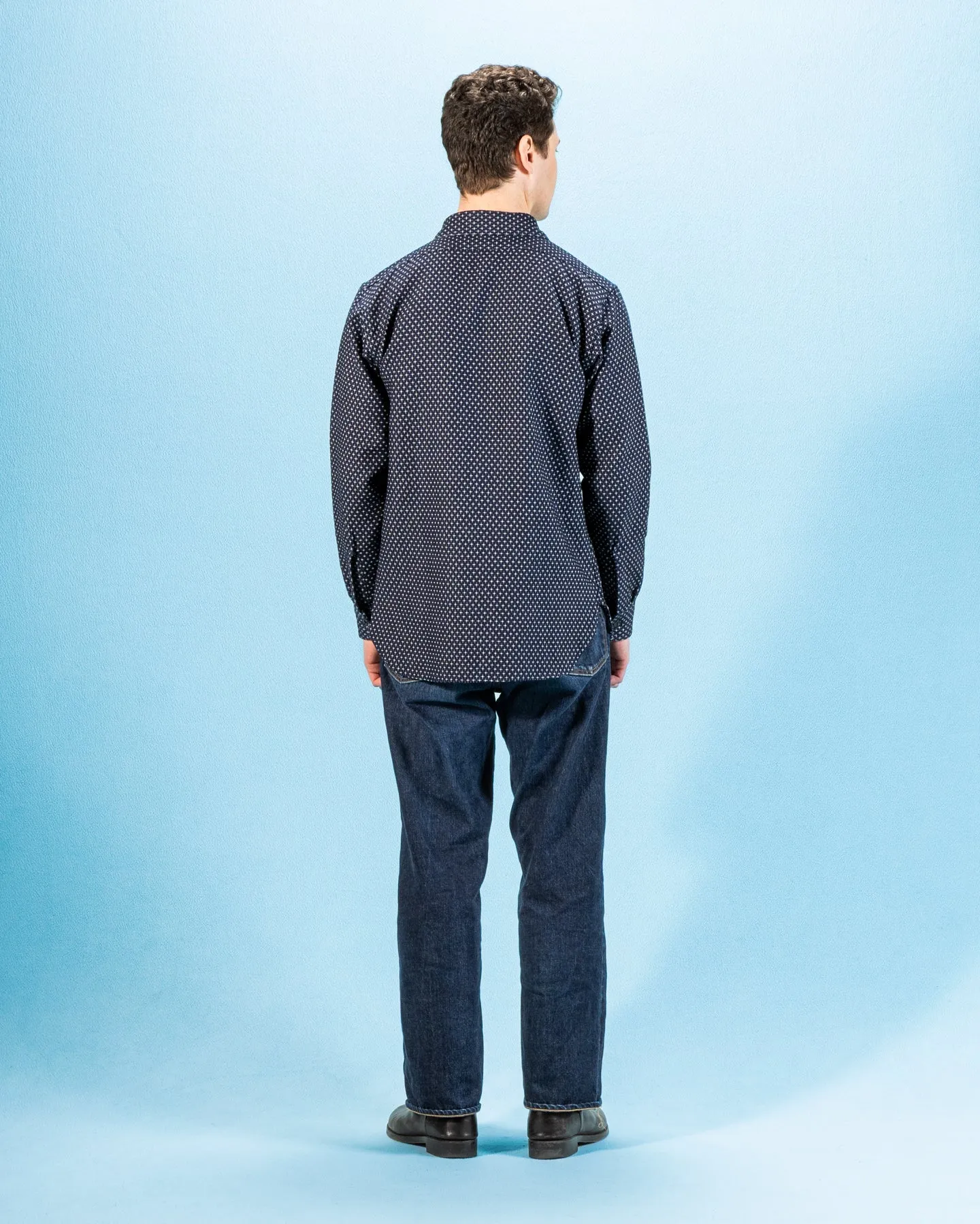 Jacquard Cross Open Pocket Work Shirt - Dark Indigo sold by Standard and Strange product image thumbnail 5