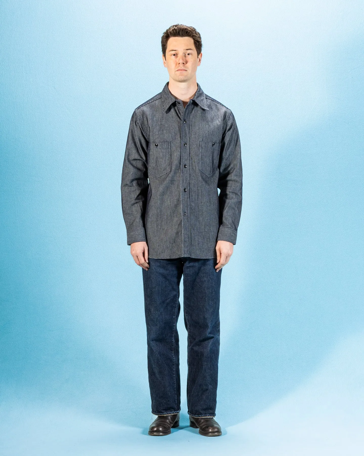 10 oz Dobby Denim Open Pocket Work Shirt - Dark Indigo sold by Standard and Strange product image thumbnail 3
