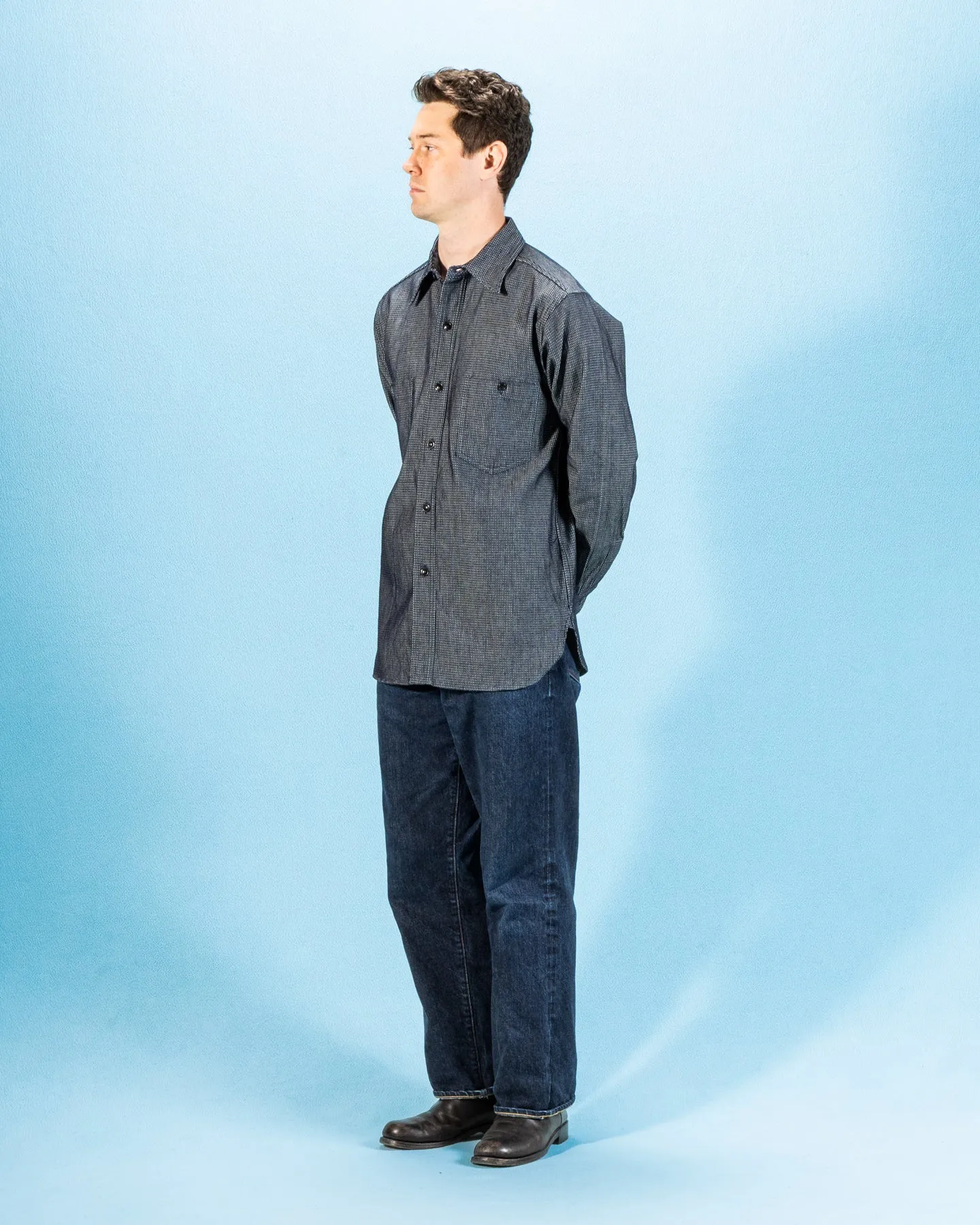 10 oz Dobby Denim Open Pocket Work Shirt - Dark Indigo sold by Standard and Strange product image thumbnail 4